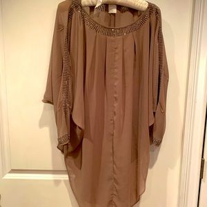 Stunning putty rose Luxe London bedazzled Kaftan top